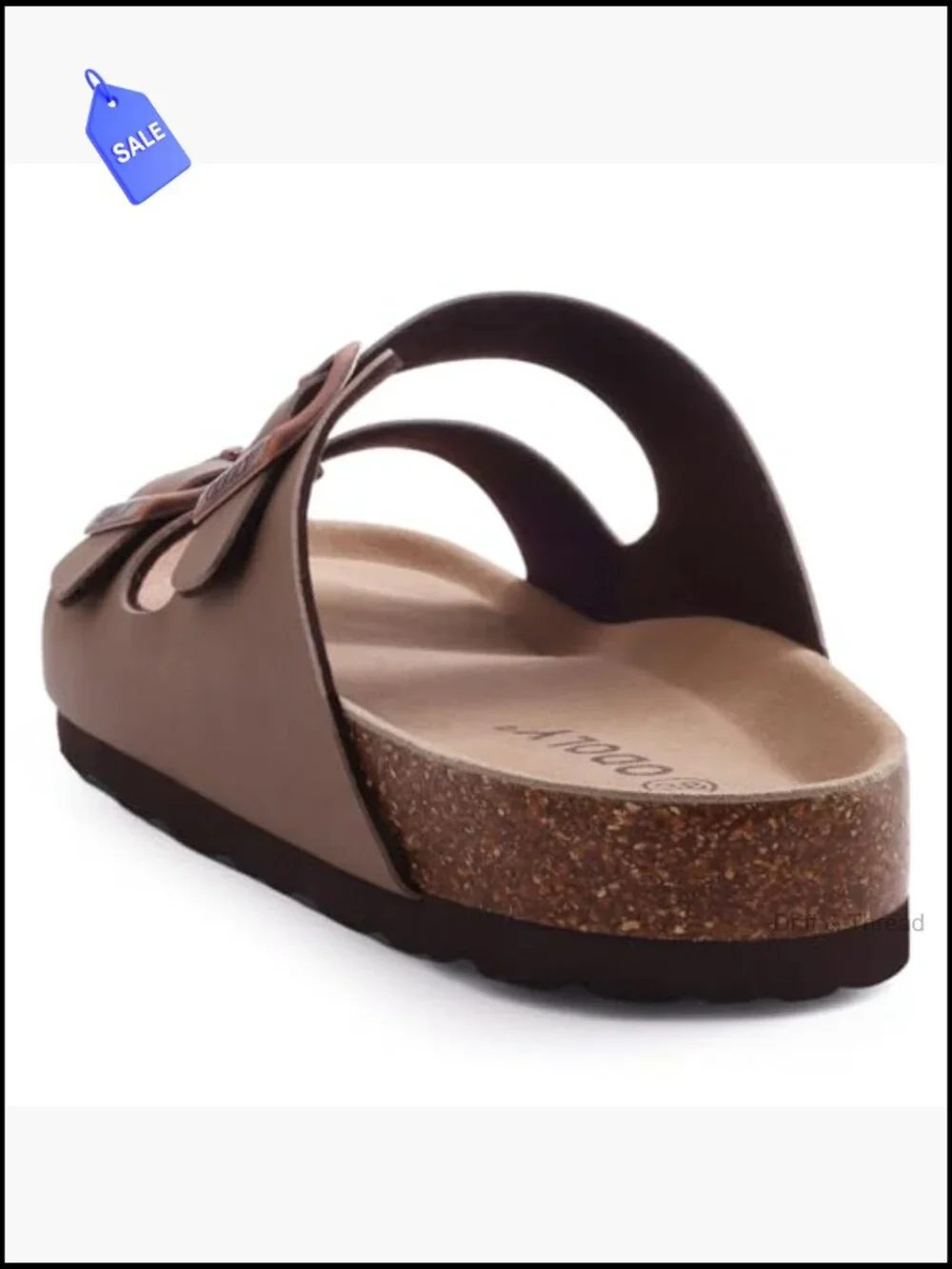 Cork Footbed Slide Sandals with Arch Support & Adjustable Buckle